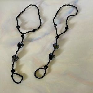 Black Barefoot sandal hearts